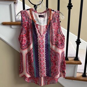 Hale Bob Red and Purple Patterned Blouse